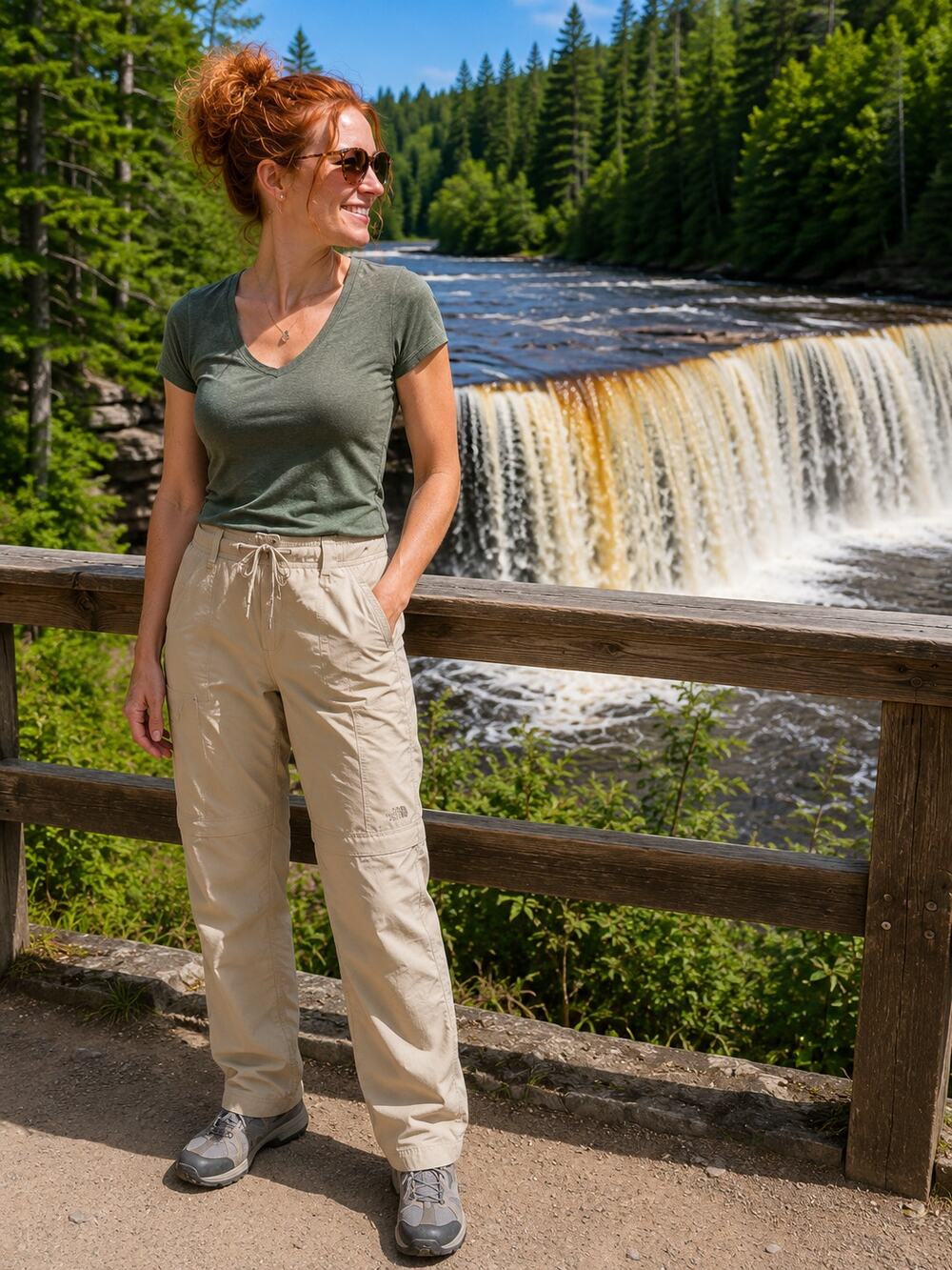 The North Face Convertible Zip Off Hiking Pants Nylon Khaki Women's 12 Trail